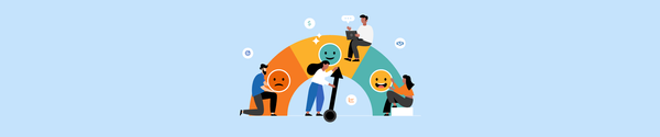 Employees on an engagement scale with sad, neutral, and happy faces, representing different levels of workplace satisfaction.